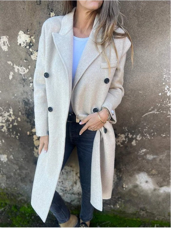Stylish Women’s Mid-Length Double-Breasted Jacket