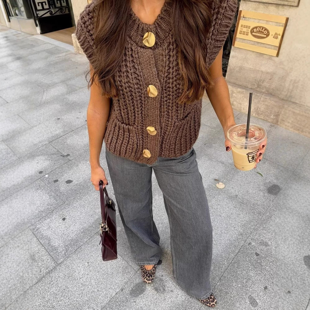 Elegant Brown Women’s Cardigan