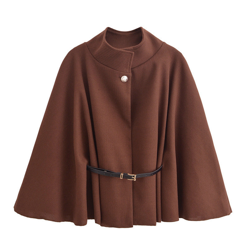 “Women’s Wool Cloak Jacket with Belt”