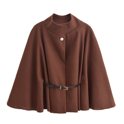 “Women’s Wool Cloak Jacket with Belt”