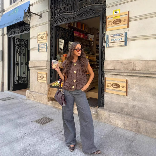 Elegant Brown Women’s Cardigan