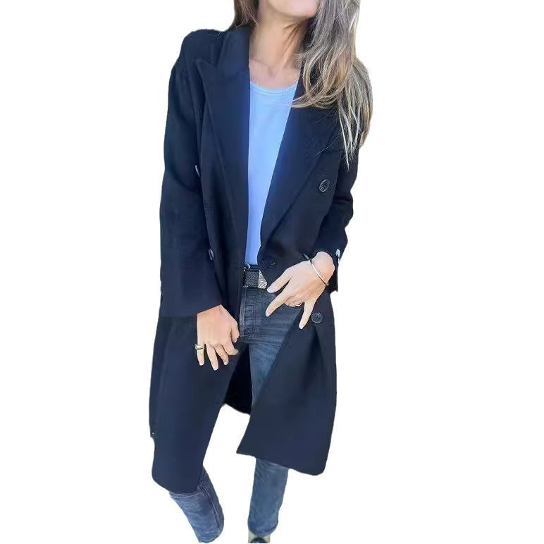 Stylish Women’s Mid-Length Double-Breasted Jacket